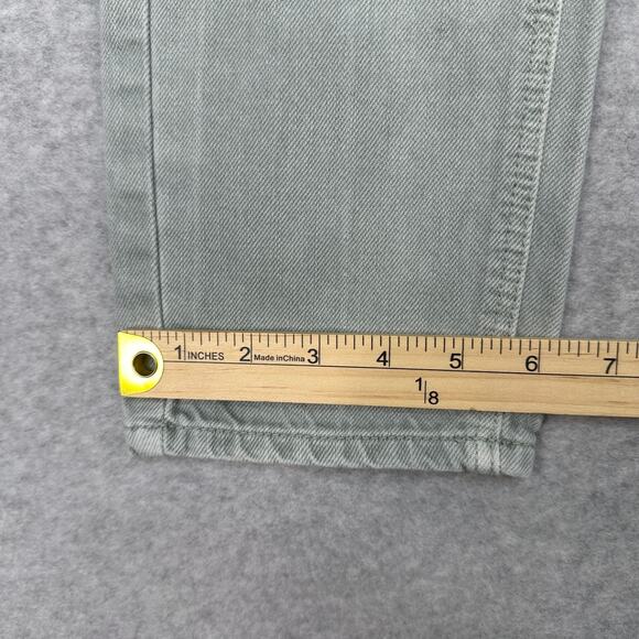 American Eagle Mom Jeans WMNS 2 Green Distressed Denim High Rise Zip Fly Ripped - Picture 12 of 12